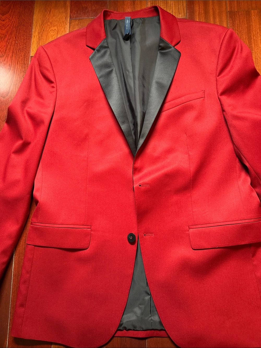 Zara Red Men's Blazer with Black Satin Lapel